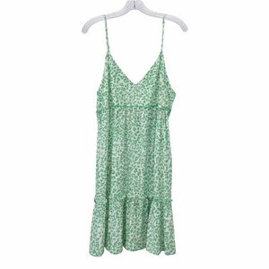 Culture Code Green Leopard Print Midi Dress XL Tiered Pockets NWT